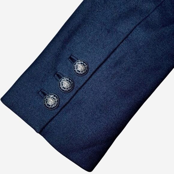 Juicy Couture Wool Blend Fit and Flare Jacket in Navy Blue/Silver Women’s S/P - Picture 4 of 6